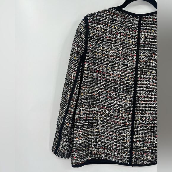 Lafayette 148 Keaton Tweed Blazer Jacket Rainbow Multicolor Pockets Black Petite - Picture 8 of 15
